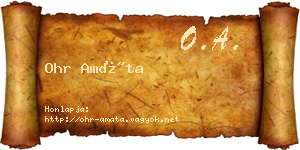 Ohr Amáta névjegykártya